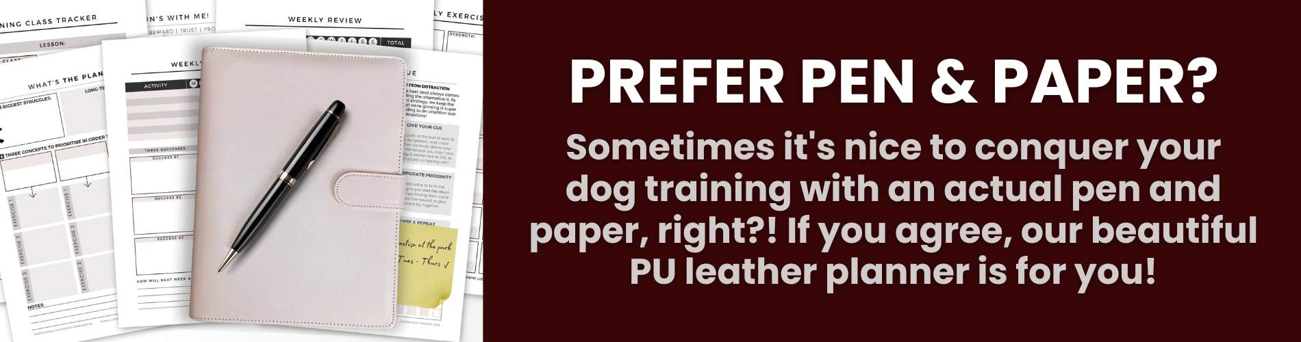 PU Leather dog training planner linktree banner